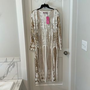 White and Gold Sequin Duster